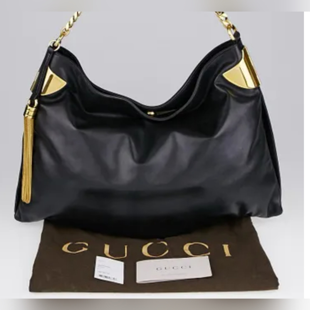 GucciBlack Lambskin Leather 1970 Shoulder Bag